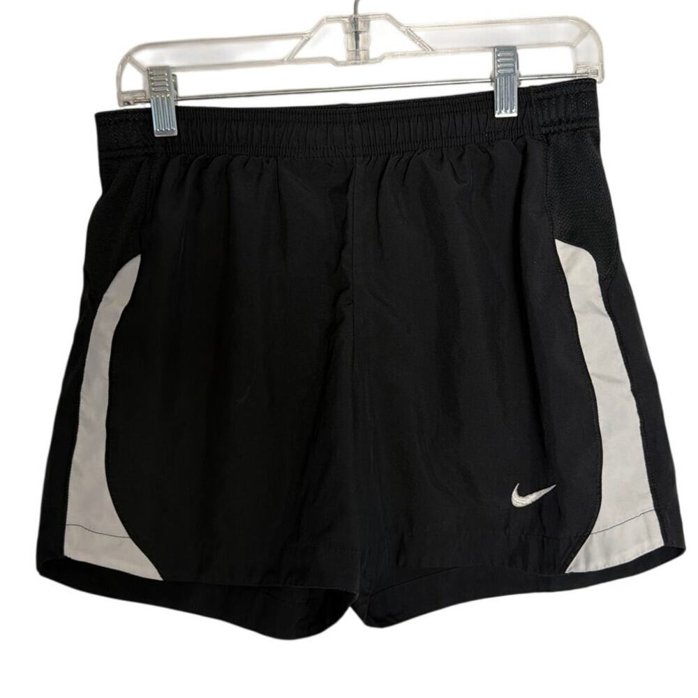 Nike Dri-FIT Womens Black White Tempo Running Shorts Elastic Waist Size S